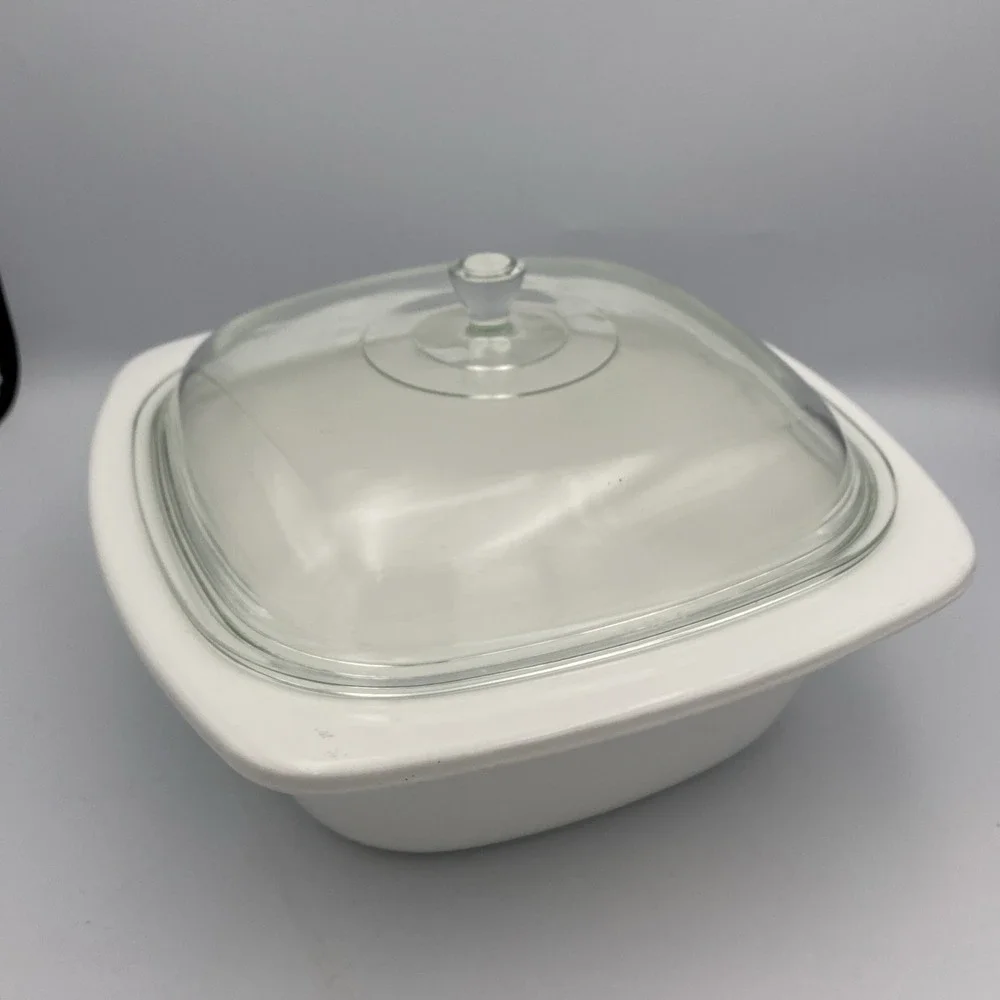 4 Quart Corning Ware Dutch Oven Cornflower Blue W Lid P-12-C VTG White P-34-B